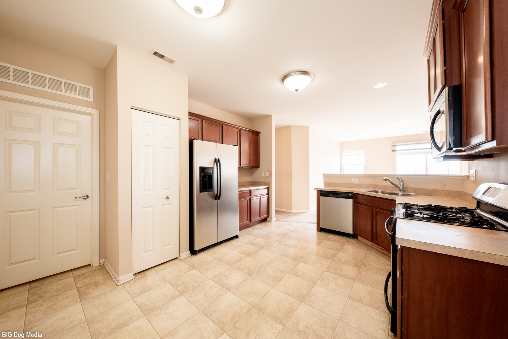 10225 Mulberry Lane, Unit J Bridgeview, IL 60455 - Photo 10 of 24 a kitchen with stainless steel appliances a stove a sink and a refrigerator