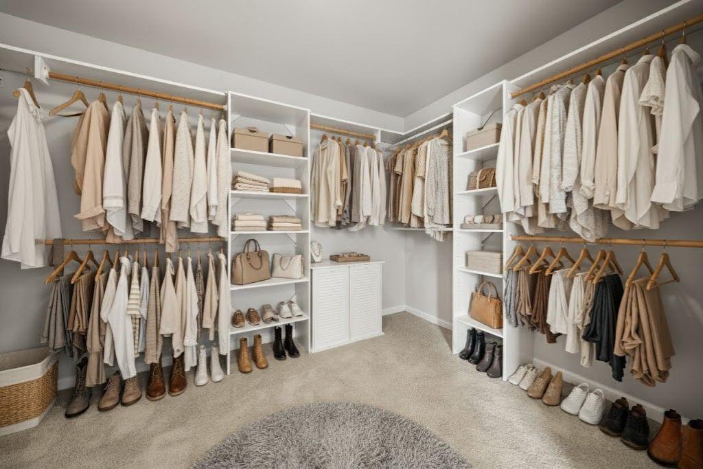 75 Spring Ridge Court Newnan, GA 30265 - Photo 48 of 75 a view of walk in closet with clothes and shoes