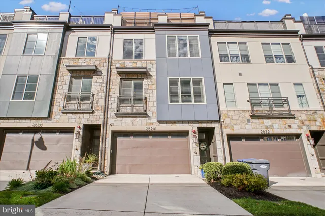 a front view of a multi story building