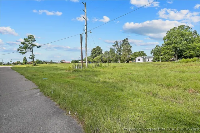 a view of a golf course with a big yard