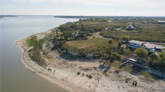 a view of a lake in middle of the town