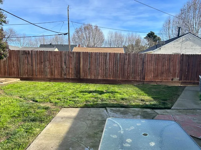 a view of a backyard with a garden