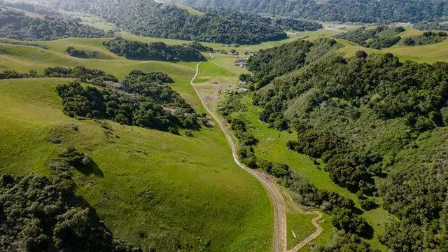 a view of a lake with a yard