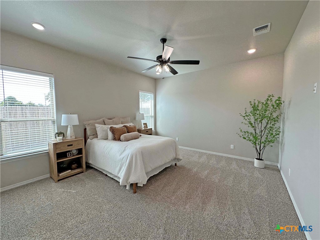 203 Lasso Loop Lorena, TX 76655 - Photo 13 of 24 a bed room with a bed and a ceiling fan