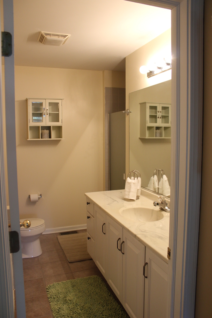 481 River Bend Road, Unit 107 Naperville, IL 60540 - Photo 7 of 17 a bathroom with a sink and a mirror