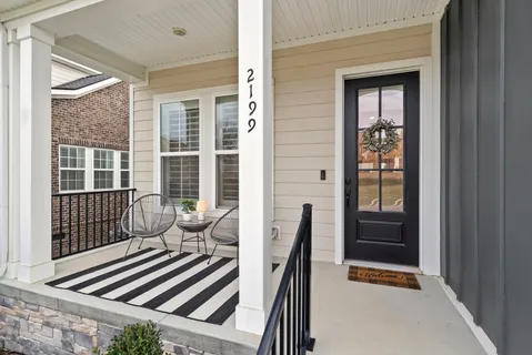 a view of a balcony with a couch