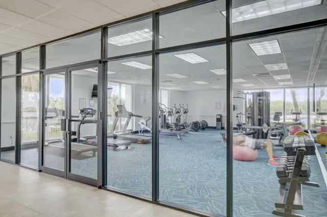 a view of a lake in between two chairs and a potted plant