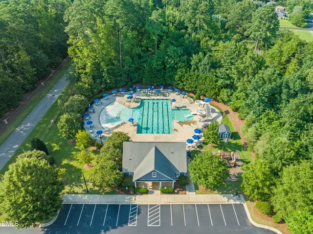 an aerial view of a house