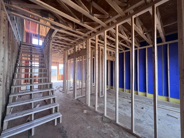 a view of a room with windows