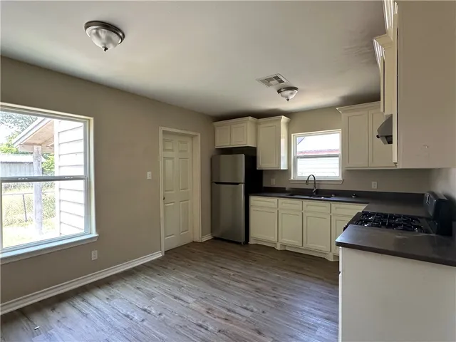 a kitchen with a refrigerator a sink dishwasher a stove and a refrigerator