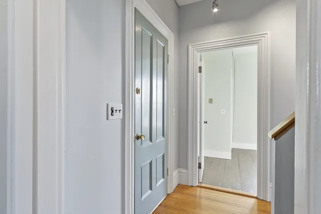 a view of a bedroom from the hallway