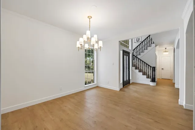 a view of a livingroom with a staircase