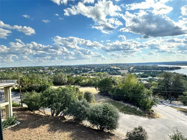 a view of a lake with a city