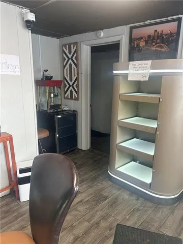 a room with musical instruments and air hockey table