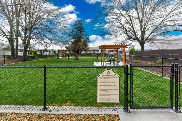 a view of a park with slide
