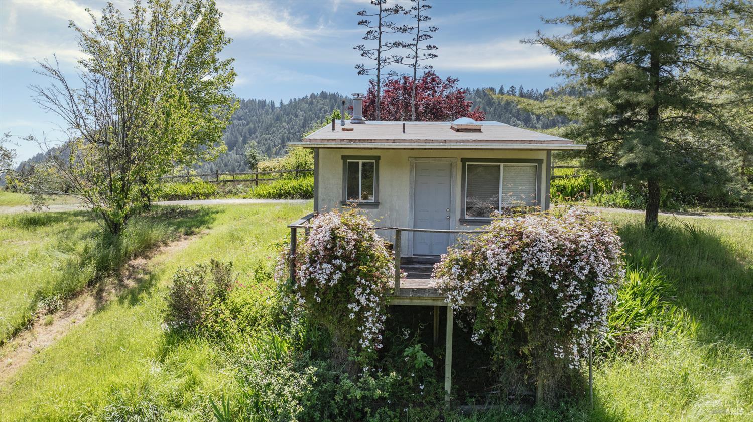 10957 Westside Road Healdsburg, CA 95448 - Photo 26 of 30 a front view of house with yard and trees in the background