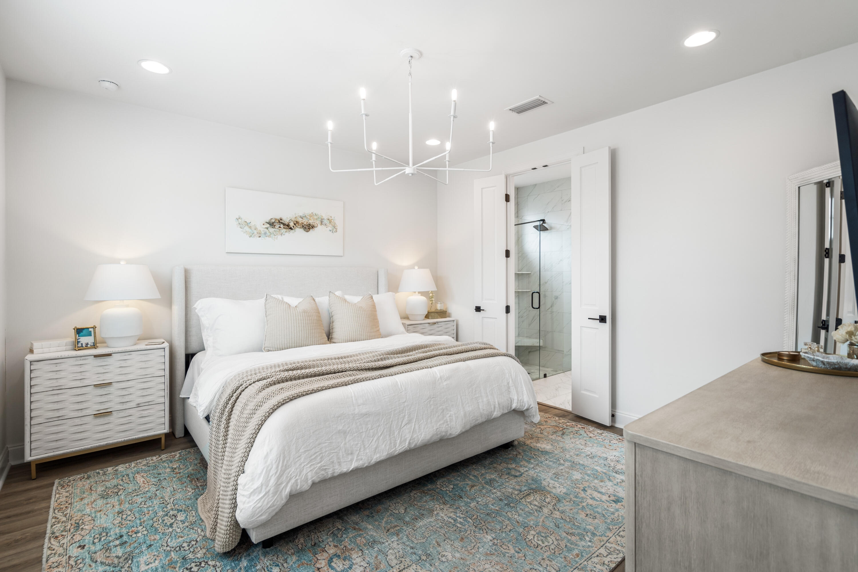 99 Roundwood Dr Inlet Beach Inlet Beach, FL 32461 - Photo 9 of 24 a bedroom with a bed and a view of bathroom