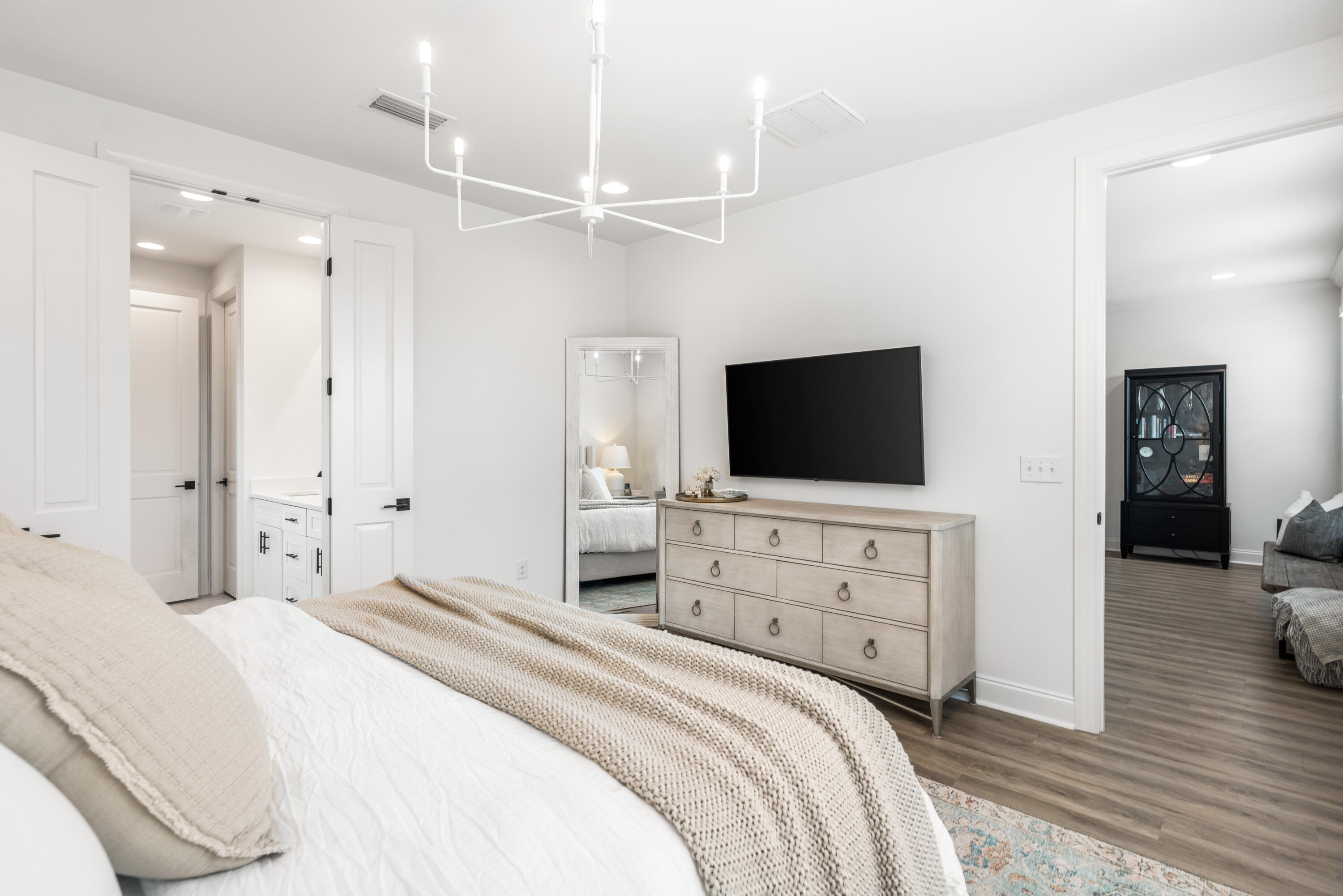 99 Roundwood Dr Inlet Beach Inlet Beach, FL 32461 - Photo 10 of 24 a bedroom with a bed and a flat tv screen on dresser