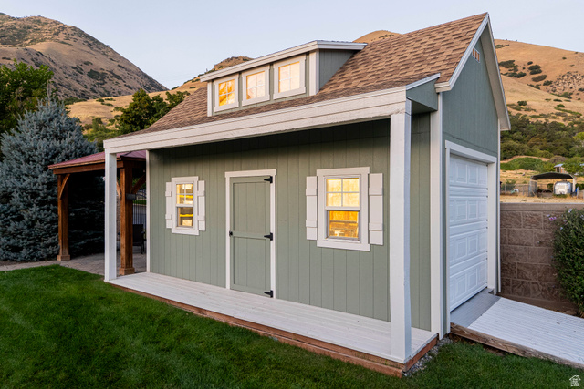 687 South 2080th Street East Springville, UT 84663 - Photo 137 of 149 Two-story outbuilding with dormer windows and a side garage door