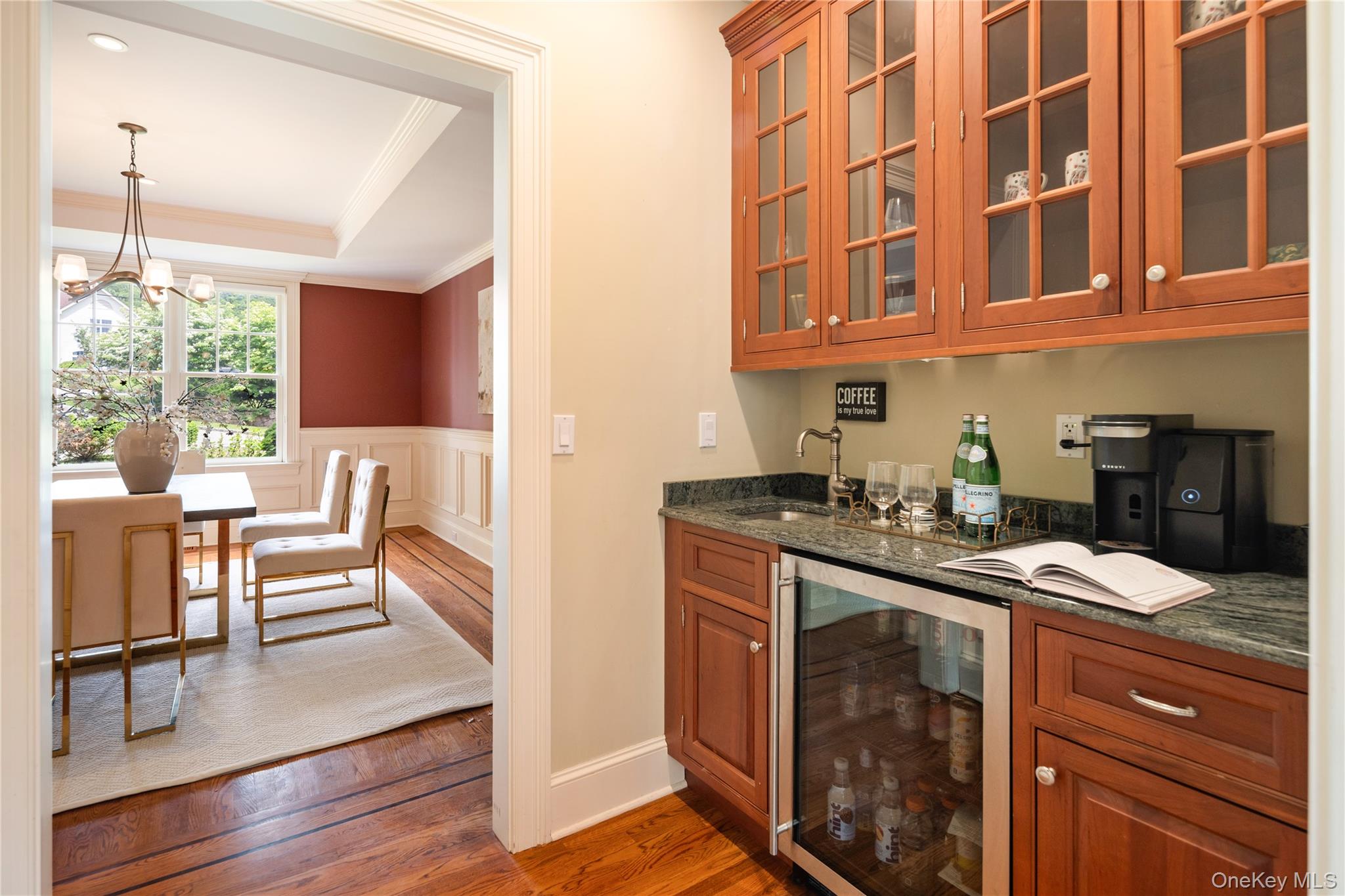 77 Byram Ridge Road Armonk, NY 10504 - Photo 13 of 48 Butlers pantry with prep sink, granite counters, glazed display cabinetry, wine refrigerator