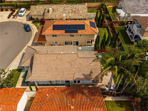 an aerial view of a house