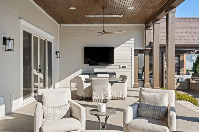 a view of outdoor space with seating