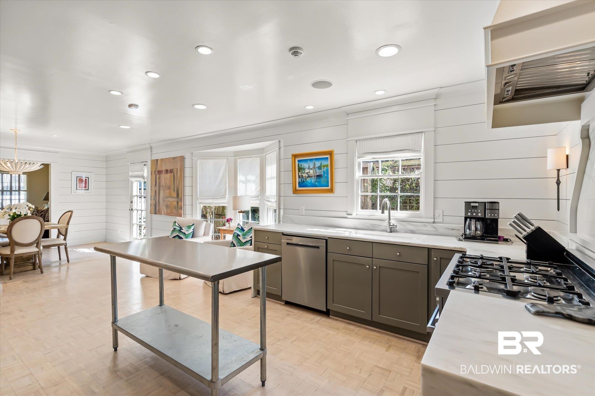 3921 McGregor Court Mobile, AL 36608 - Photo 9 of 41 Kitchen with gray cabinetry, cooktop, recessed lighting, stainless steel dishwasher, and a sink