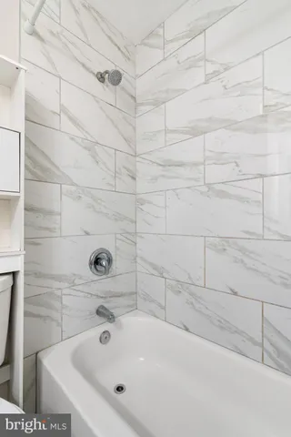 a bathroom with a bathtub