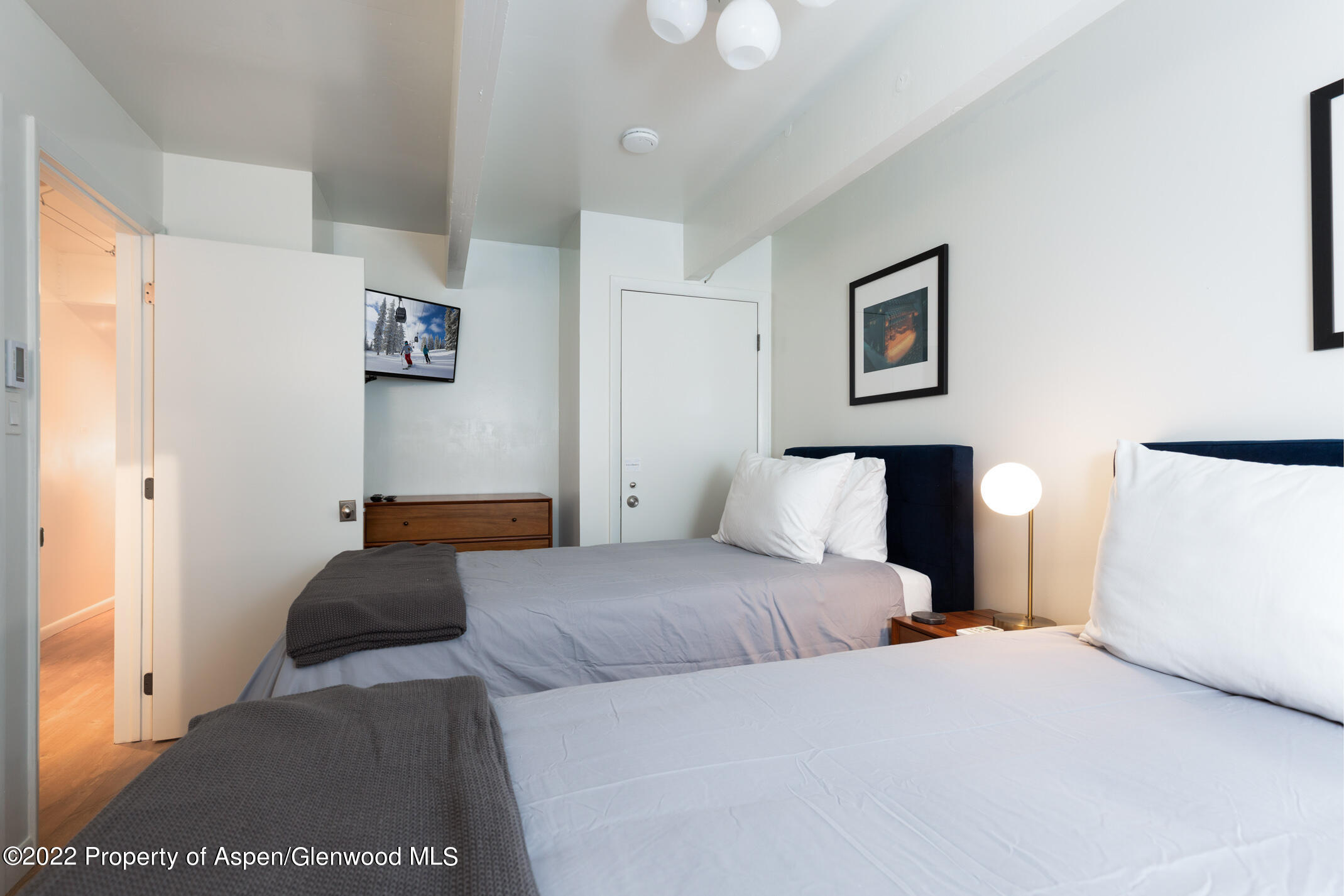 731 East Durant Avenue, Unit 6 Aspen, CO 81611 - Photo 10 of 14 a bedroom with a bed and a lamp