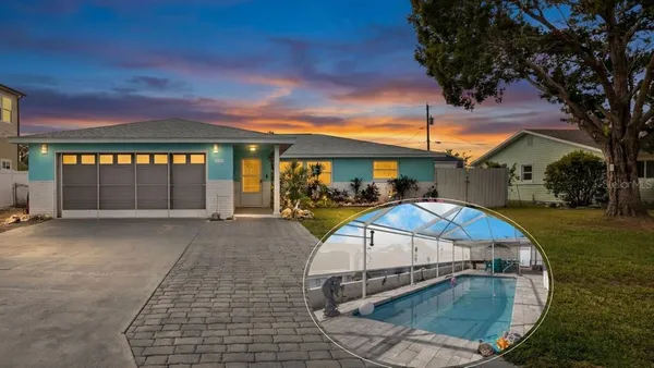 a swimming pool with view of living room