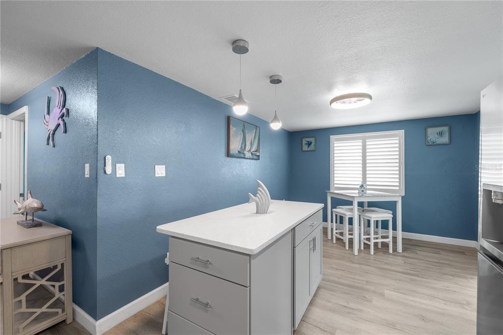 3336 Gulfview Drive Hernando Beach, FL 34607 - Photo 14 of 45 a room with a sink a chandelier fan and wooden floor