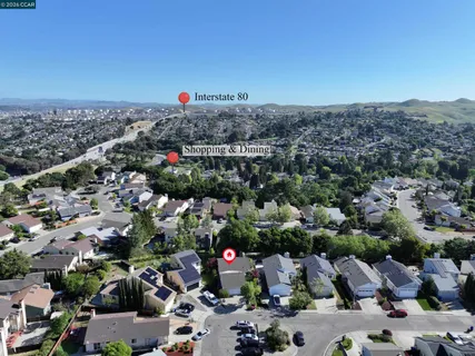 an aerial view of a city