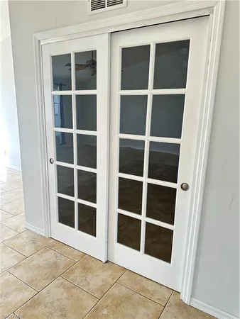 a view of an empty room with empty racks