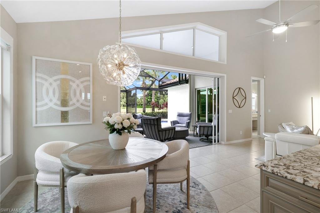 17959 Modena Road Miromar Lakes, FL 33913 - Photo 13 of 48 a dining room with furniture a chandelier and window