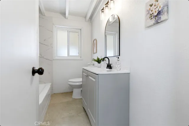 a bathroom with a toilet and a bathtub