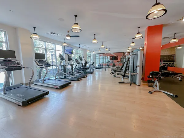 a view of a room with gym equipment