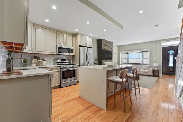 a front view of a building with street