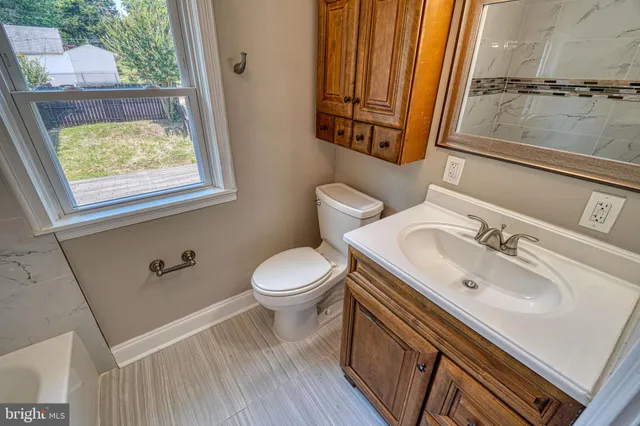 a bathroom with a bathtub