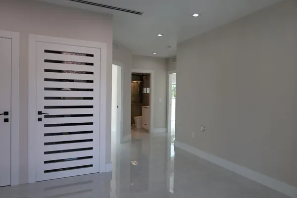 a view of a bathroom with a shower