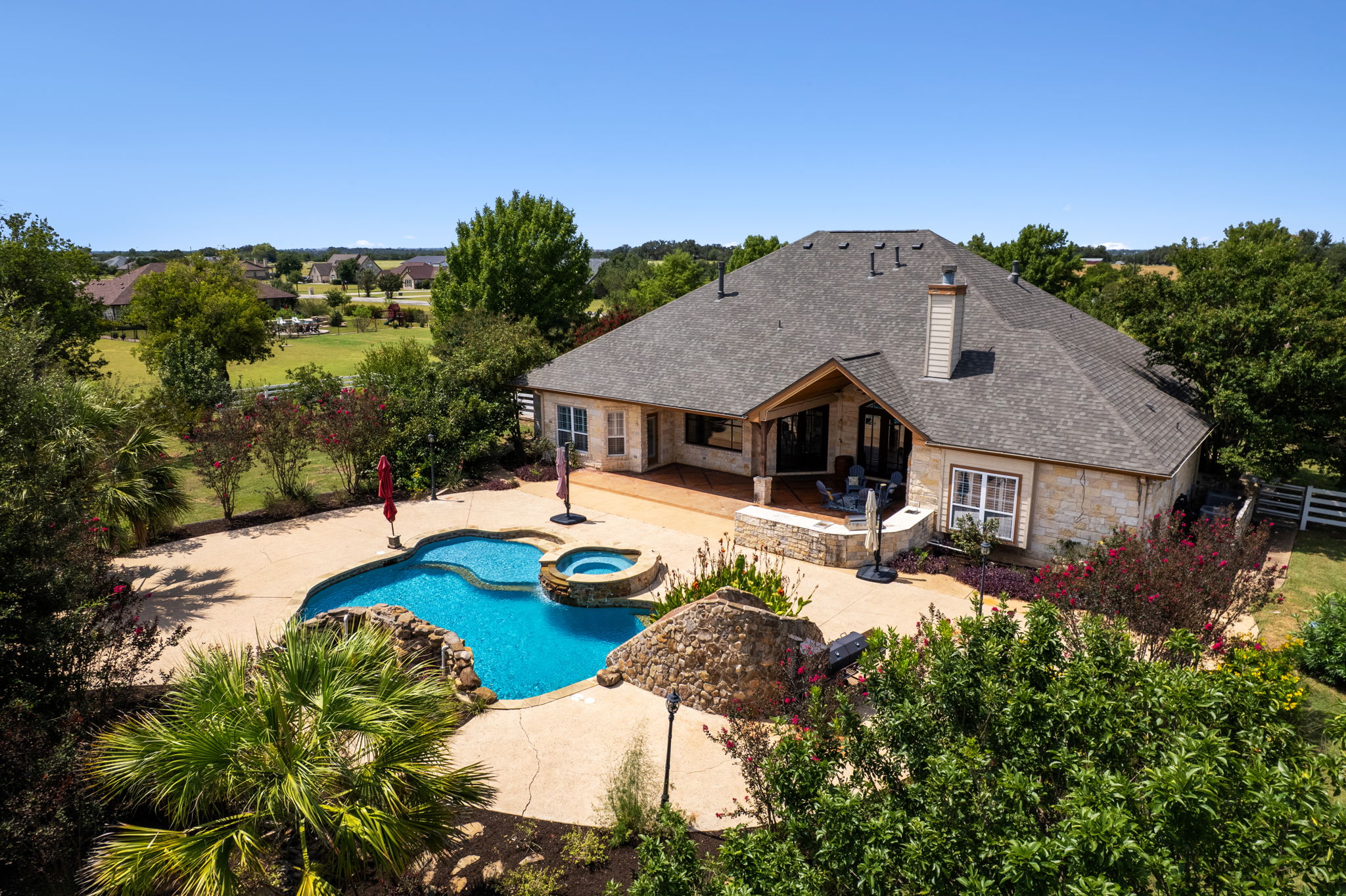 218 Courtnee's Way Georgetown, TX 78626 - Photo 30 of 36 an aerial view of a house with garden space and lake view