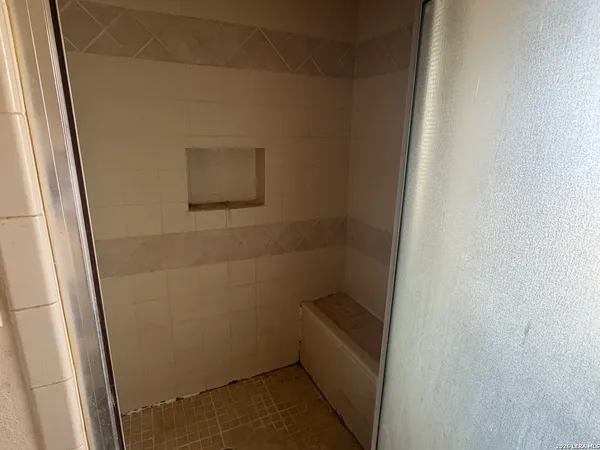 a bathroom with a window