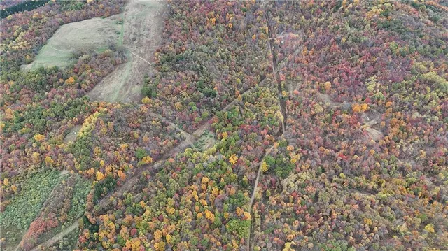 a aerial view of a house with a yard