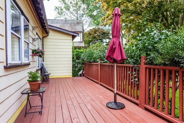 104 Cutter Hill Road Arlington, MA 02474 - Photo 16 of 19 a view of a wooden deck with a wooden fence and plants
