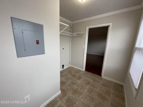 a view of elevator with hallway