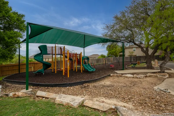 a view of a park with slide