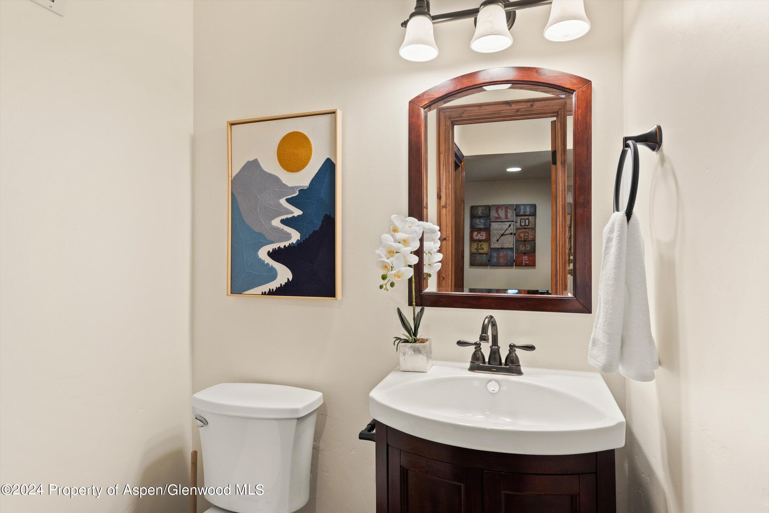 374 Meadow Ranch Road Snowmass Village, CO 81615 - Photo 20 of 22 a bathroom with a sink and a mirror