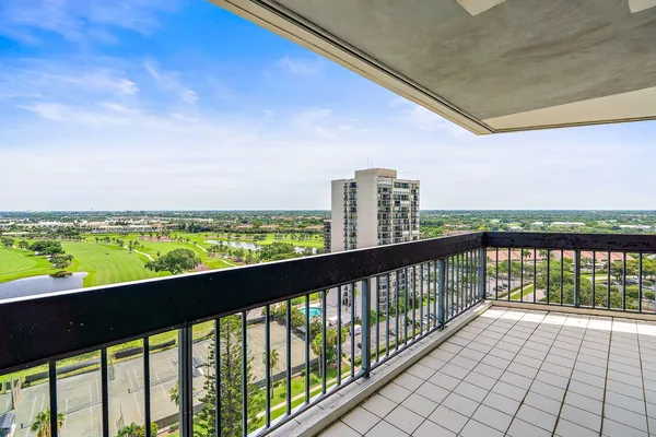 a view of city from a balcony
