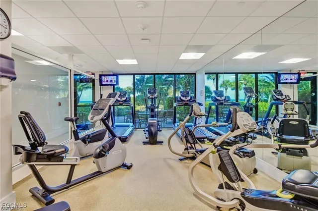 a view of a room with gym equipment