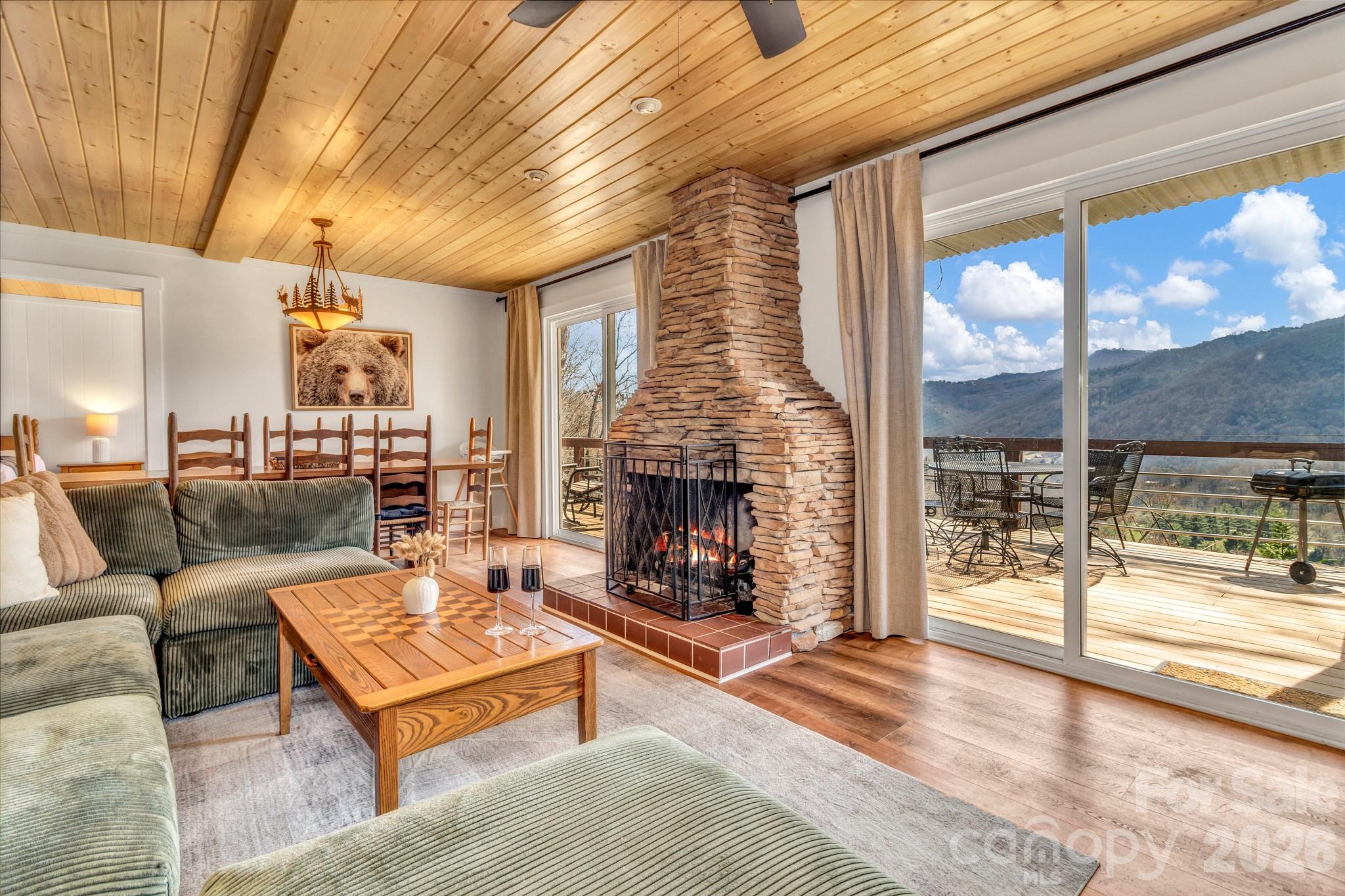 80 Hidden Falls Road Maggie Valley, NC 28751 - Photo 15 of 47 a living room with fireplace furniture and a fireplace