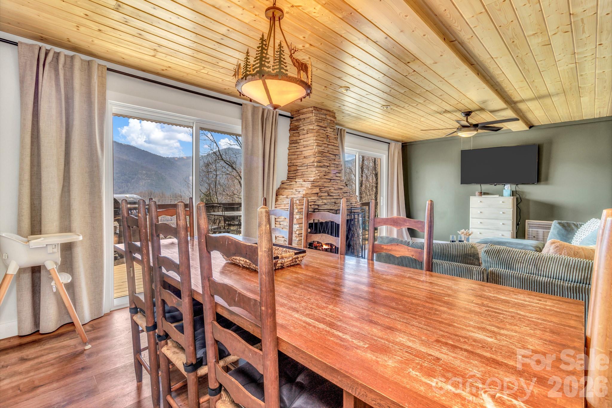 80 Hidden Falls Road Maggie Valley, NC 28751 - Photo 20 of 47 a living room with fireplace furniture and a wooden floor